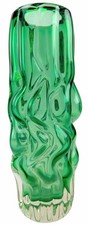 Czech Art Green Glass Vase