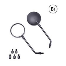 2x Universal 8mm 10mm Black Round Motorcycle Rearview Side Mirrors Motorbike