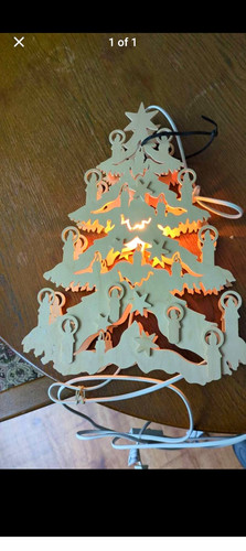 Lighted wooden nativity - wooden, tree