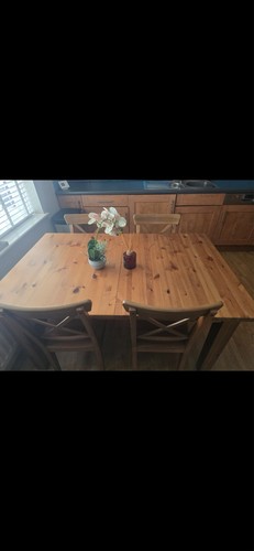 Pine dinner table - dinner, and