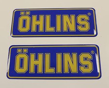OHLINS stickers - decals - 2 x Blue High Gloss Gel Finish - 79mm - Motorcycling