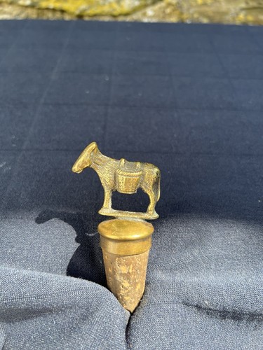 Brass donkey and bucket - and, bottle