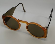 1930’s Round Frame Faux Tortoise Sunglasses With Side Shield Made In USA Rare