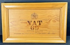 VAT 69 Scotch Whisky Wood Wall Sign Plaque Made in France Bar Decor