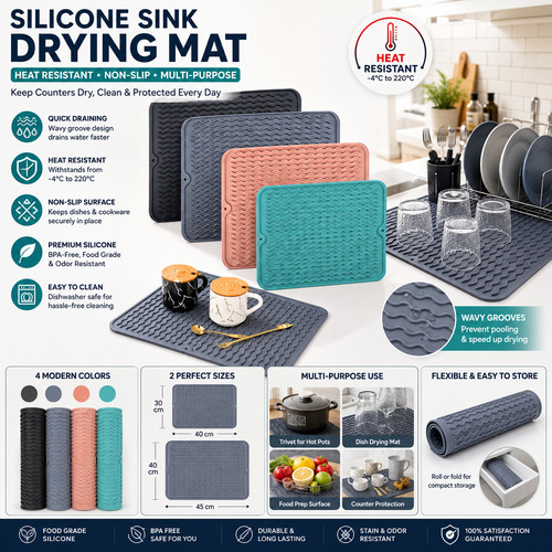Silicone sink drying mat - sink,