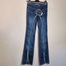 Punkyfish Denim Jeans Belted Flared Uk 6 To 8 Small Y2k 00s 90s