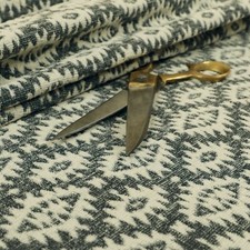 Monochrome Aztec Kilim Jacquard Upholstery Fabric For Cushions & Curtains Per M