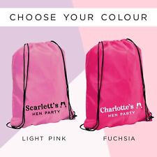Personalised Pink Hen Party Drawstring Bag Hen Do Favour Gift Bags Team Bride