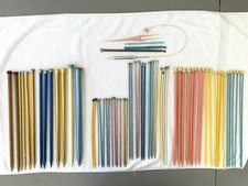 Vintage Knitting Needles- 65 pieces with two roll up storage cases