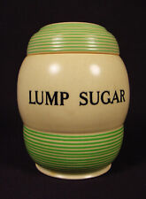 RARE 1930s GREEN BANDED LUMP SUGAR JAR&LID STREAMLINE T G GREEN YELLOW WARE MINT
