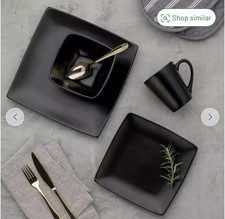 16 Pc Square Black  Dinner Set