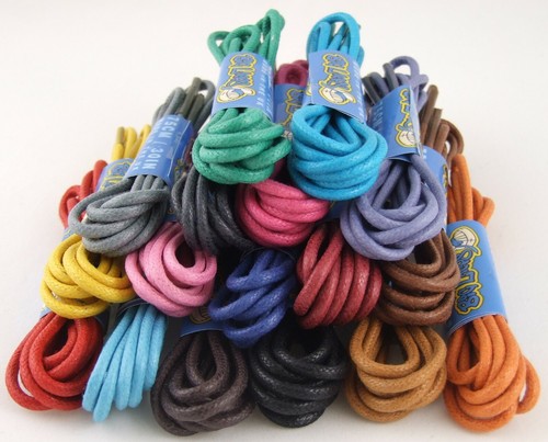 Waxed thin cotton shoe laces - cotton,