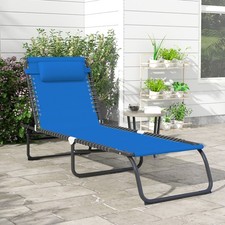 Garden Sun Lounger Folding Recliner Chair Portable Beach Chaise Seat Day Bed NEW