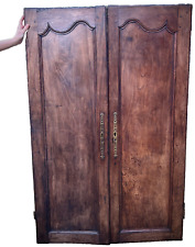 ANTIQUE FRENCH ARMOIRE DOORS WALNUT COMPANION PAIR ARCHITECTURAL SALVAGE 19th c
