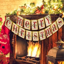 Abeillo Merry Christmas Banner, Vintage Xmas Decorations Victorian Style... 