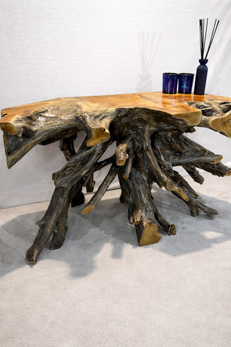 Teak root furniture console - teak,