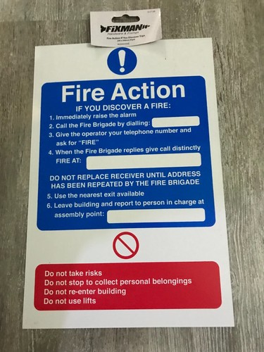 Fire action notice - fire, x