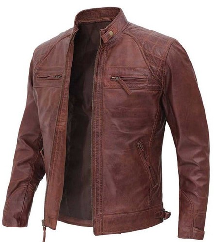 Mens genuine leather - leather, jacket