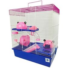 Calypso Small/Dwarf Hamster Cage With Tubes - Blue & Pink Plastic Hamster Cage 