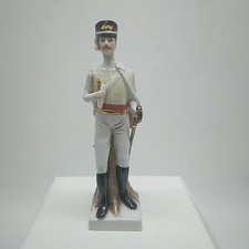 Napoleonic Era French Hussar Officer Hand Painted Porcelain Figure - 9" Tall