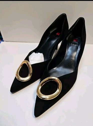 Hogl black suede - gold, buckle