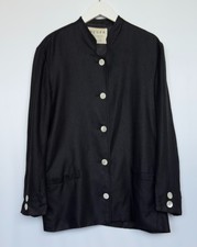 JAEGER  Black Blend Mandarin Collar Button Front Jacket VINTAGE  UK12 *VGC*