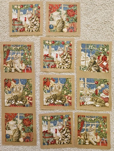Cat fabric squares festive - fabric, squares/
