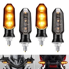 4x Motorcycle Motorbike Turn Signal Indicator Lamp Amber Mini LED Light Smoked