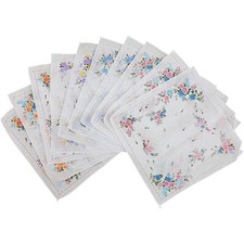 pack of 10 ladies womens hankies handkerchiefs cotton blend size 26cmx26cm gift