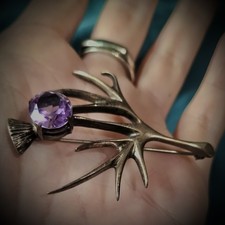 Antique Silver Amethyst Brooch