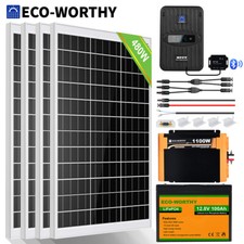 480W Watt 12V Solar Panel Kit with 100AH Lithium Battery Off-grid for Caravan RV