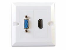 HDMI and VGA Wall Plate White