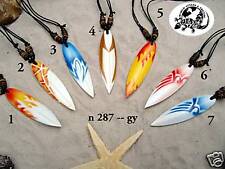 7 MIX DESIGN WOODEN SURFBOARD NECKLACES BEADS SURF SURFER RETRO NECKLACE/ n287gy