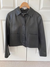 BNWOT Massimo Dutti Black Nappa Leather  Jacket with Pockets Size S RRP £299