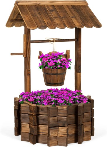 Rustic wooden wishing well - rustic,