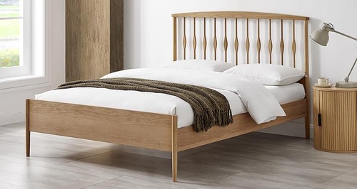 Real oak wood wooden - oak, bed