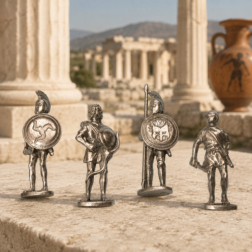 Set pewter greek warrior - set, of