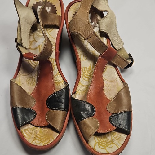 Leather wedges size tan and - tan,