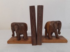 Elephant Wood Bookends Pair of
