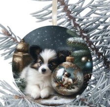 Papillon Dog Hanging Bauble