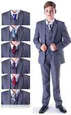 Boys Suits, 5pc Grey Wedding Suits, Page Boy Suits Prom, Choose Cravat Colour