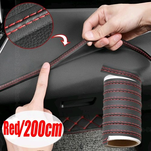 Red leather car dashboard - red,