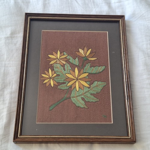 Vintage framed crewel - vintage,