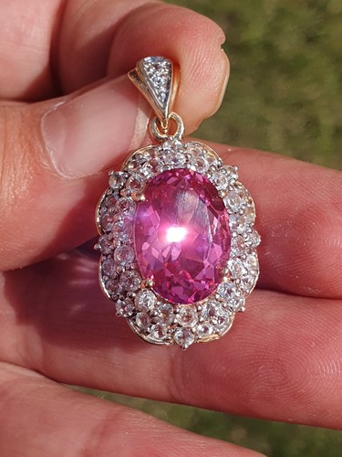 9ct gold large pink - 9ct, topaz