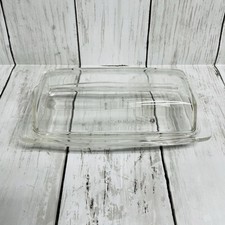Corning Pyrex Clear Glass Covered Butter Dish Top & Base 72-B,NY USA,Vintage
