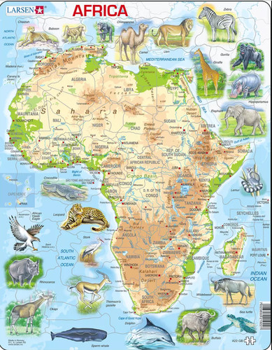 Africa map with animals - africa,