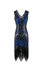 Plus Size Vintage 1920s Flapper Tassel Sequins Great Gatsby Party Cocktail Dress