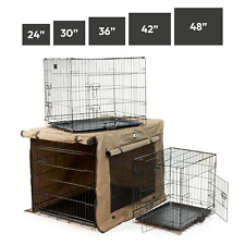 DOG CAGE PUPPY TRAINING CRATE METAL FOLDABLE PET TRANSPORT CARRIER WITH COVER