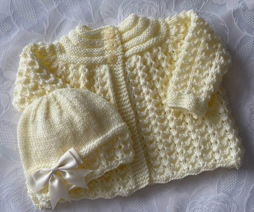 New hand knitted cream - hand,