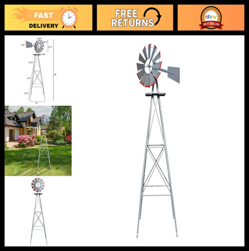 8ft metal windmill garden - 8ft,